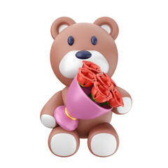 teddy bear doll 3d Valentines Day icon illustration render