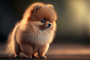 An adorable Pomeranian, showcasing the cuteness and playfulness of the breed. AI Assisted Image - obrazy, fototapety, plakaty