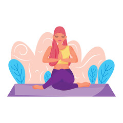 Isolated girl character on a yoga practice Vector