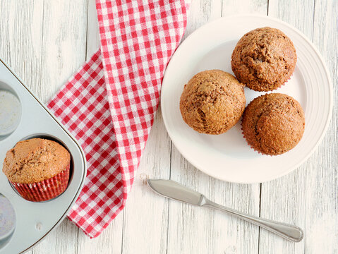 Bran muffins flat lay