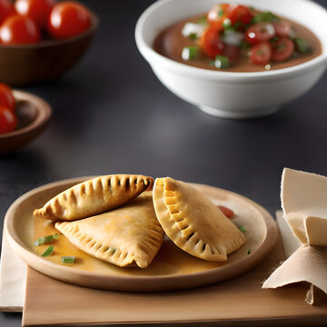 Professionnal photography of empanadas, Generative AI