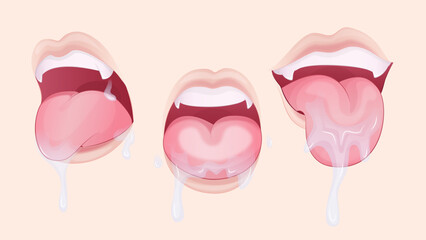  mouth in anime style, open mouth at the anime style, set for Valentines Day, illustration of a mouth, Anime style lips, anime style open mouth, love, valentine's day, manga, kawaii