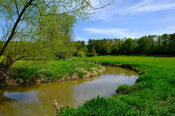 Die Baunachaue bei Pfarrweisach, Naturpark Haßberge, Landkreis Haßberge, Unterfranken, Franken, Bayern, Deutschland