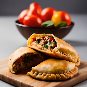 Professionnal photography of empanadas, Generative AI