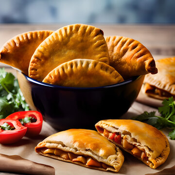 Professionnal photography of empanadas, Generative AI