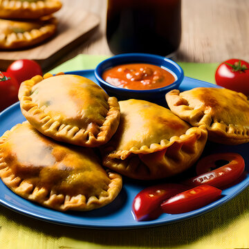 Professionnal photography of empanadas, Generative AI