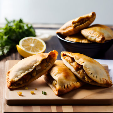 Professionnal photography of empanadas, Generative AI