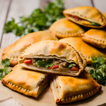 Professionnal photography of empanadas, Generative AI