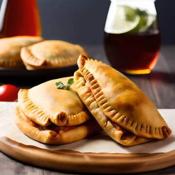 Professionnal photography of empanadas, Generative AI