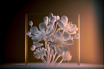 Light Yellow and White Abstract Flowers. Generative ai
