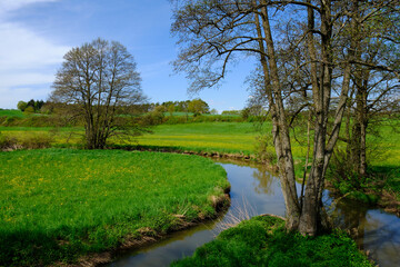 Die Baunachaue bei Pfarrweisach, Naturpark Ha&szlig;berge, Landkreis Ha&szlig;berge, Unterfranken, Franken, Bayern, Deutschland
