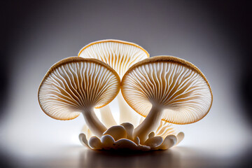 Light Yellow and White Abstract Mushrooms. Generative ai