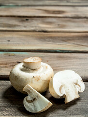 Pieces of fresh mushrooms.