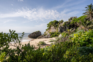 Fototapeta premium Beautiful beaches of Tulum In the archaeological zone of the Mayan pyramids.