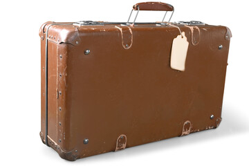 Old Used brown travel Suitcase