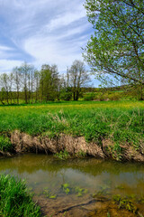 Die Baunachaue bei Pfarrweisach, Naturpark Haßberge, Landkreis Haßberge, Unterfranken, Franken, Bayern, Deutschland