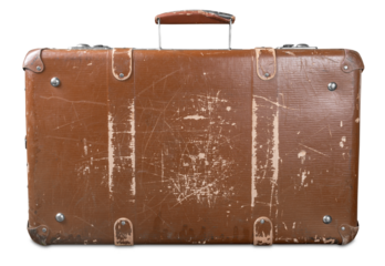 Old Used brown travel Suitcase