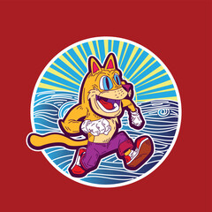 cute cat illustration for mascot, logo, notebook, and background