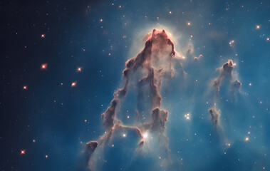 Fototapeta premium Gas Nebula - Stars - Sun - Pillars of Creation - Deep Space - Astrophotograph - Galaxys - Deep Field - Astronomy - Cosmology - Astrophysics - Milky Way Galaxy - Universe - Cosmos - Science Fiction