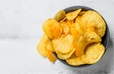 Potato chips in the bowl .
