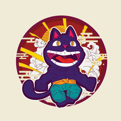 cute cat illustration for mascot, logo, notebook, and background