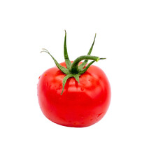 Red ripe tomato isolated on a transparent background.