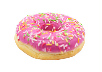 Donut with colorful sprinkles isolated on transparent background. PNG