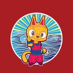 cute cat illustration for mascot, logo, notebook, and background