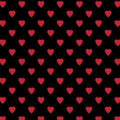 Naklejka na ściany i meble Valentine romanric Pattern. White Red Hearts on Black Background.Hearts red pattern on pink background