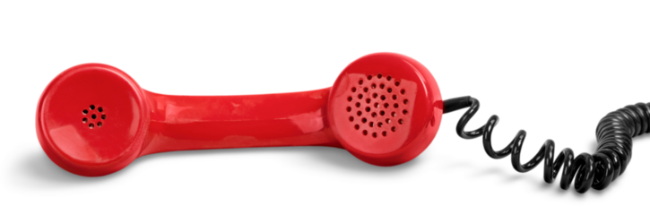 Answering an old fashioned red telephone handset