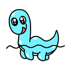 nessie, loch ness monster, character design, cute cartoon isolated , graphic design for presentation, marketing, art, illustration, t-shirt design, cartoon, comic, advertising, online media