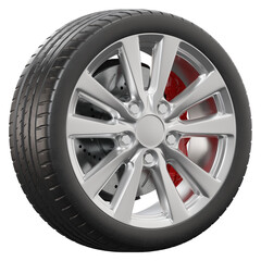 Obraz premium Realistic car wheel on transparent background in high resolution.