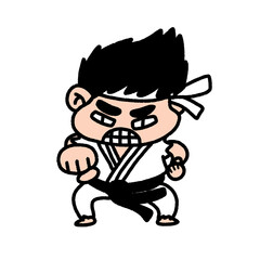 karate, japanese martial art, character design, cute cartoon isolated , graphic design for presentation, marketing, art, illustration, t-shirt design, cartoon, comic, advertising, online media