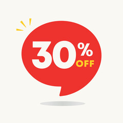 30% off. Price discount tag. Promo, sale, special offer retail and store. For social media, banner