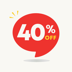 40% off. Price discount tag. Promo, sale, special offer retail and store. For social media, banner
