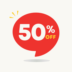 50% off. Price discount tag. Promo, sale, special offer retail and store. For social media, banner