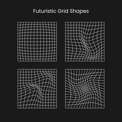 Set of Futuristic Grid Shapes. Urban Shape and Streetwear Element Illustration.