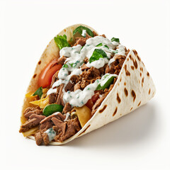 Delicious Gyros in a Warm Tortilla - white background
