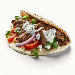 Delicious Gyros in a Warm Tortilla - white background