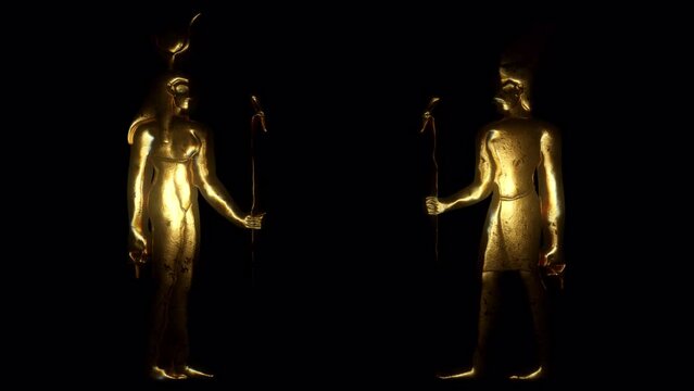 Ancient Civilisation Egyptian hierolyphs Pyramids golden 3d Symbols vj loop background art trippy pharaoh wallpaintings with effects ankh eye of horus 4k texture