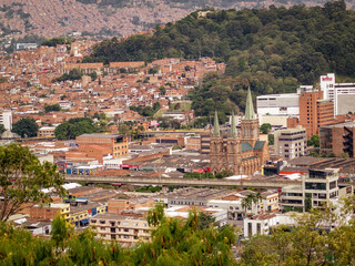Fototapeta na wymiar The view on the Medellin city from the Pueblito Paisa, Columbia, South America