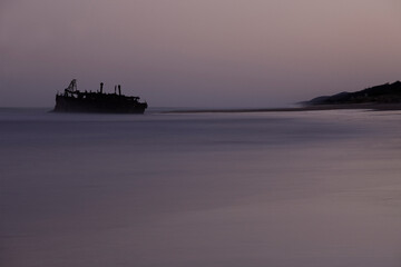 The wreck of the Maheno on the Eastern beach, Fraser Island, Australia.