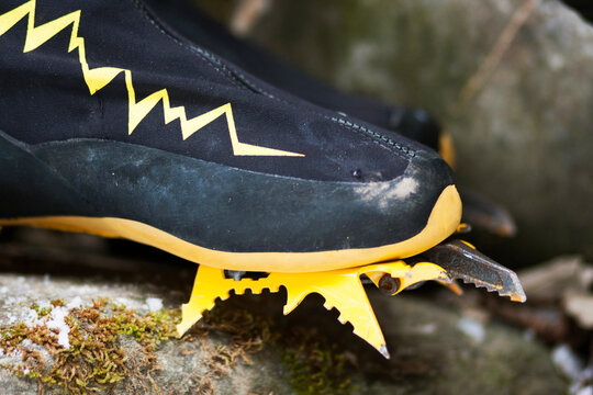 Close-up Of Ice Climbing Shoes