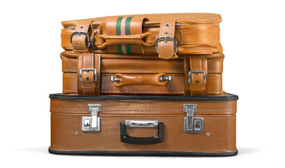 beautiful old blue and brown suitcases - retro style