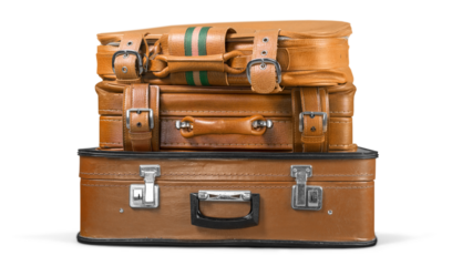 beautiful old blue and brown suitcases - retro style