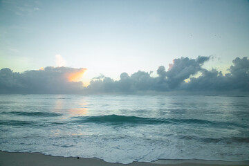 Beautiful sun rise at beach. gorgeous beautiful sunrise over the ocean