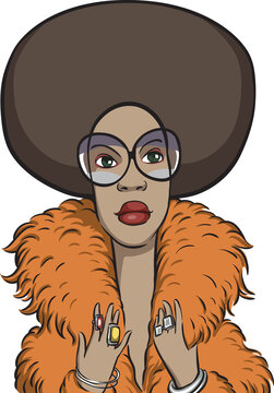 black woman with afro hairstyle - PNG image with transparent background