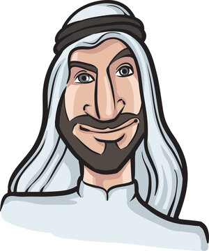 cartoon arab man character smiling faces - PNG image with transparent background