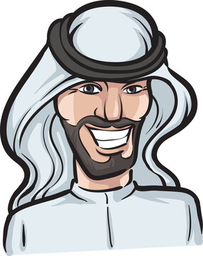 cartoon arab man character smiling - PNG image with transparent background