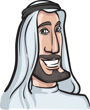 cartoon arab man character smiling happy - PNG image with transparent background
